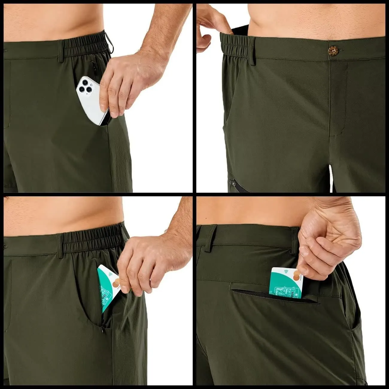 Men's Quick Dry Lightweight Stretch Cargo Hiking Shorts with 6 Pockets