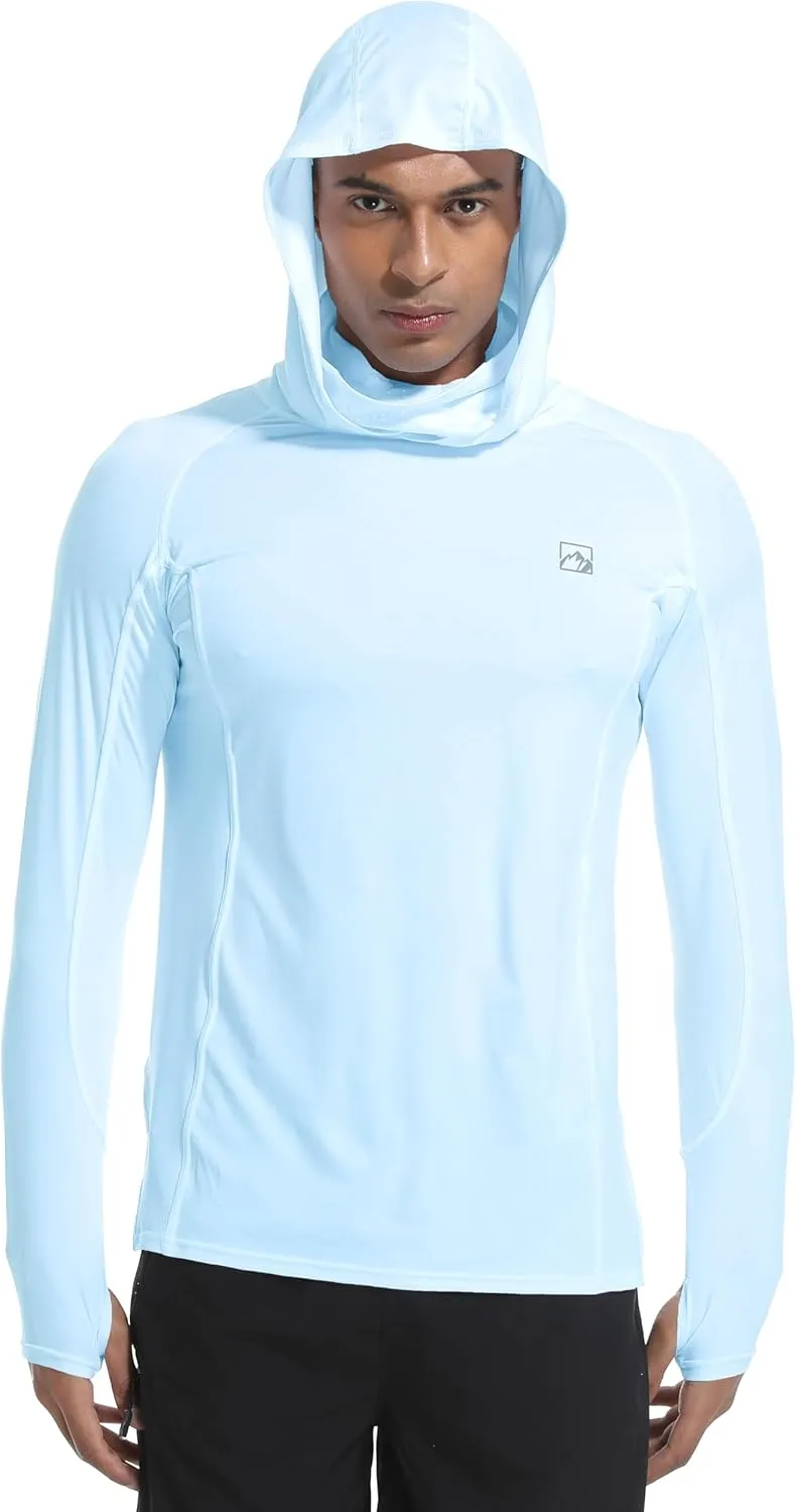 Men's UPF 50  Sun Protection Shirts UV SPF Rash Guard Long Sleeve Lightweight Hoodie Shirts Fishing Hiking Running Swim