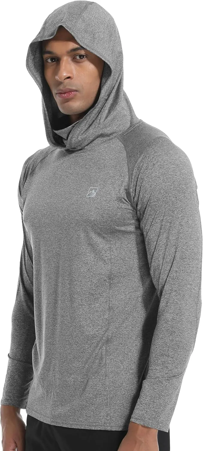 Men's UPF 50  Sun Protection Shirts UV SPF Rash Guard Long Sleeve Lightweight Hoodie Shirts Fishing Hiking Running Swim