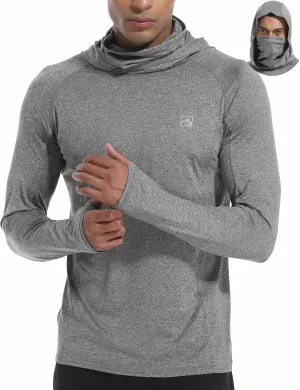 Men's UPF 50  Sun Protection Shirts UV SPF Rash Guard Long Sleeve Lightweight Hoodie Shirts Fishing Hiking Running Swim