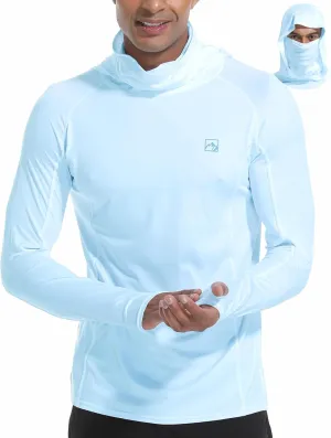 Men's UPF 50  Sun Protection Shirts UV SPF Rash Guard Long Sleeve Lightweight Hoodie Shirts Fishing Hiking Running Swim