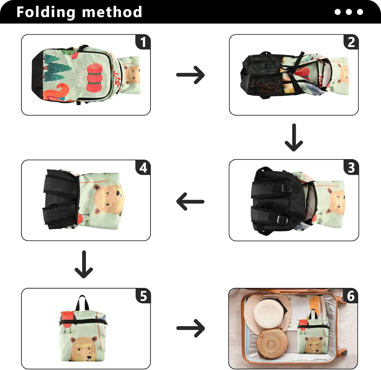 Military Style Foldable Backpack - Desert Camo Ultralight Travel Pack with Waterproof Zippers, Compact 7.8x9in when Folded for Hiking/Camping