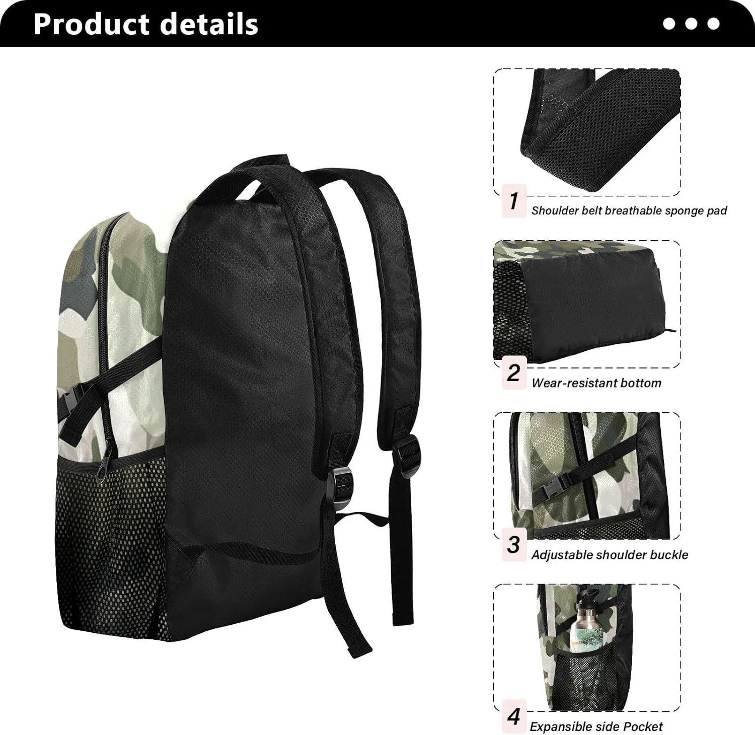 Military Style Foldable Backpack - Desert Camo Ultralight Travel Pack with Waterproof Zippers, Compact 7.8x9in when Folded for Hiking/Camping