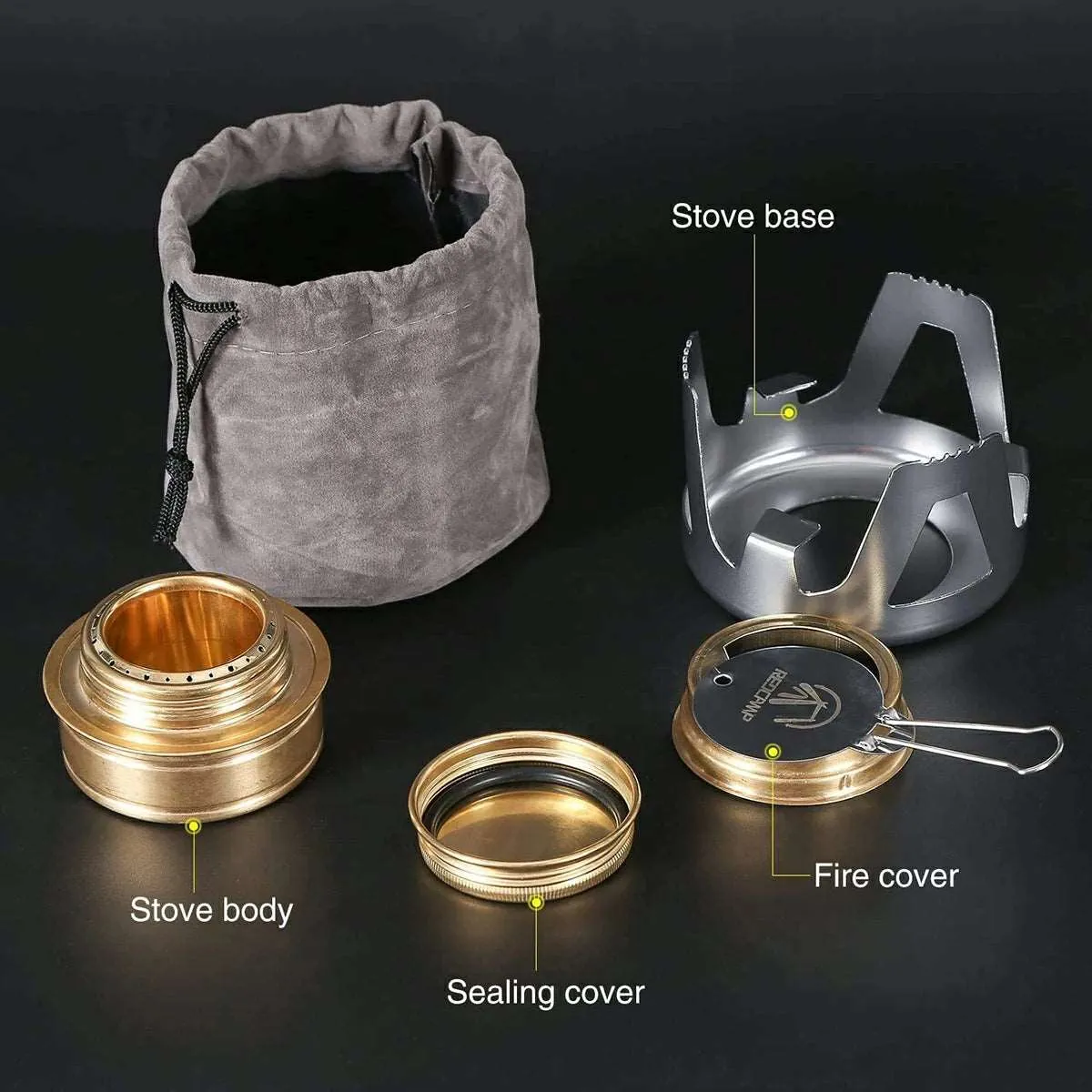 Mini Alcohol Stove with Aluminium Stand for Backpacking from Redcamp