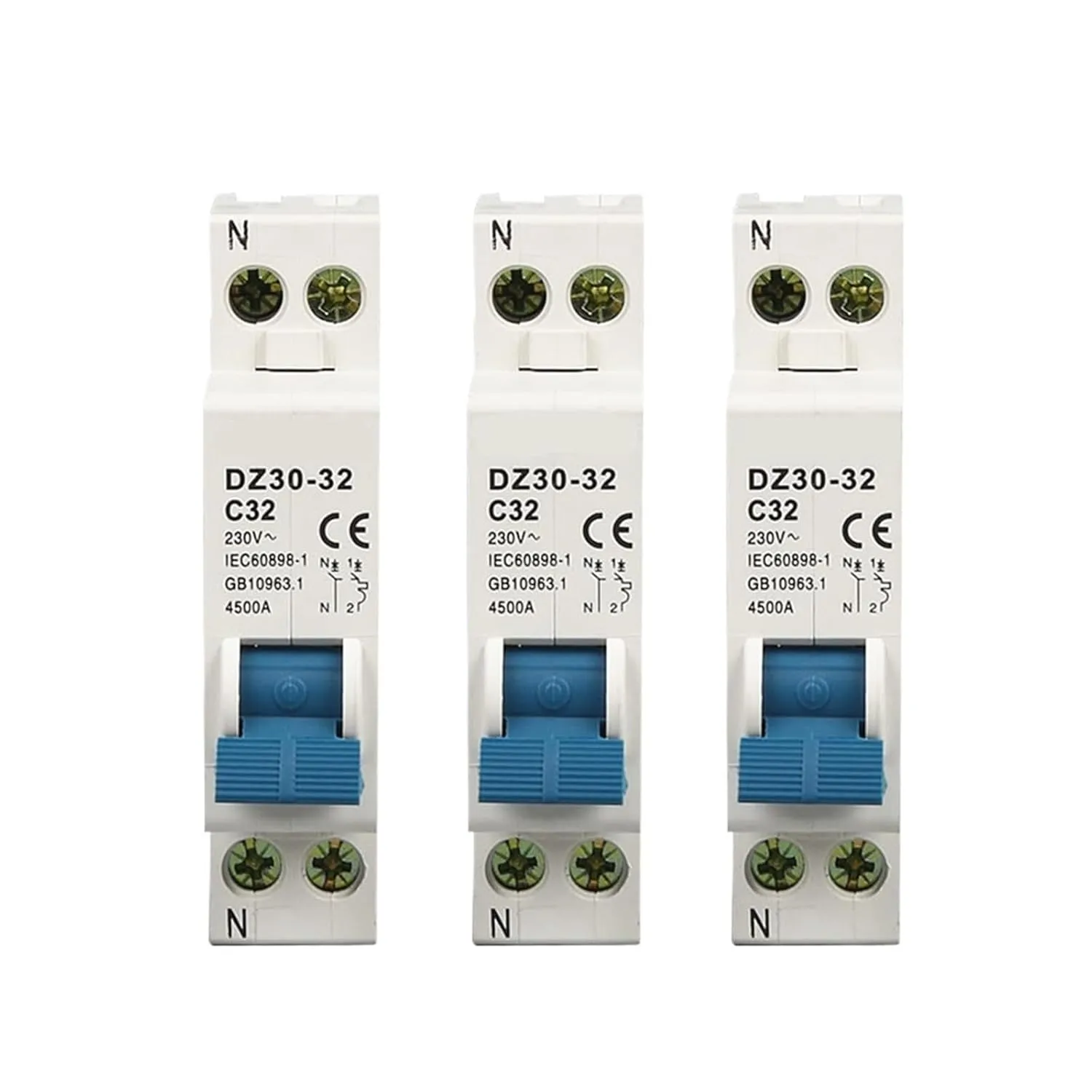 Mini Circuit Breaker DPN DZ30-32 1P N 10A 16A 20A 25A 32A 220V 230V 50HZ 60HZ Circuit Breaker DIN Rail RCBO(20A)