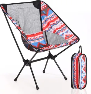 Mini Folding Back Chair Camping Stool, Lightweight Aluminum Alloy Outdoor Leisure Picnic Moon Chair with Portable Carry Bag for Camping Fishing Hiking BBQ
