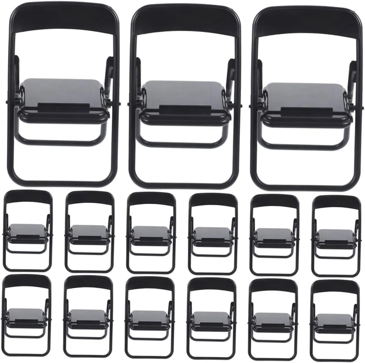 Mini Folding Chairs Cell Phone Holders 30pcs Miniature Models Phone Holders for Dollhouse Small Chair Desk Stand for Smartphones