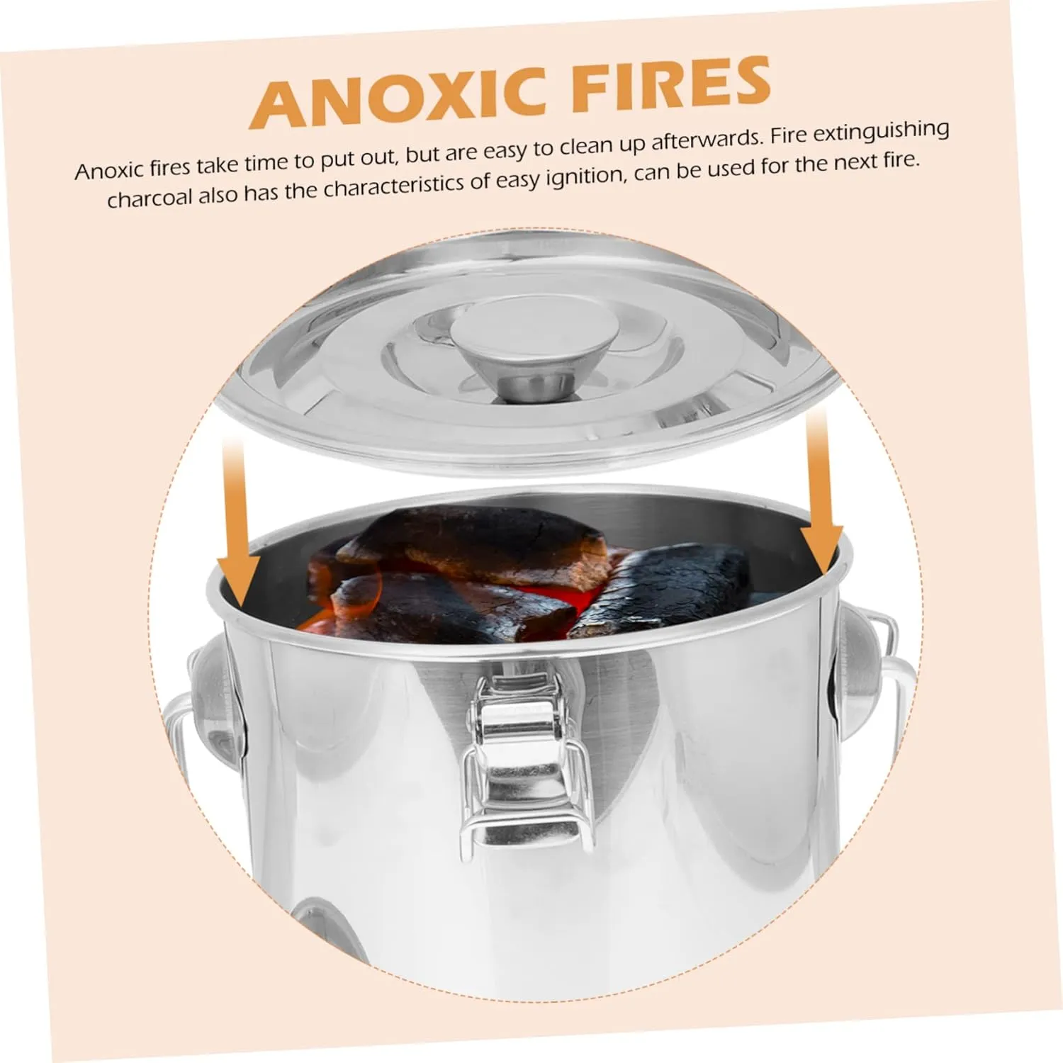 Mobestech Portable Stainless Steel Airtight Bucket for Camping and Fire Safety Sealed Fire Extinguisher Barrel Storage for Kitchen and Outdoor Use