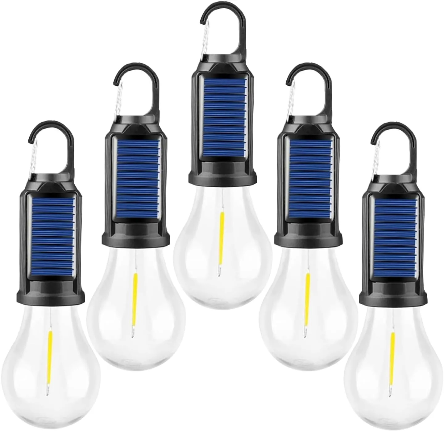 MODOAO Led Tent Lights 5 Pack Camping Lantern USB Rechargeable Solar Tent Lights,Outdoor Hanging Light Bulbs with Clip Hook 3 Mode Lighting Warm White