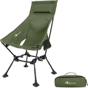 MOON LENCE Portable Camping Chairs for Adults, Adjustable Oversize Beach Chair Lawn Chair with High Back - Large Capacity, Heavy Duty (New Green with Feet)