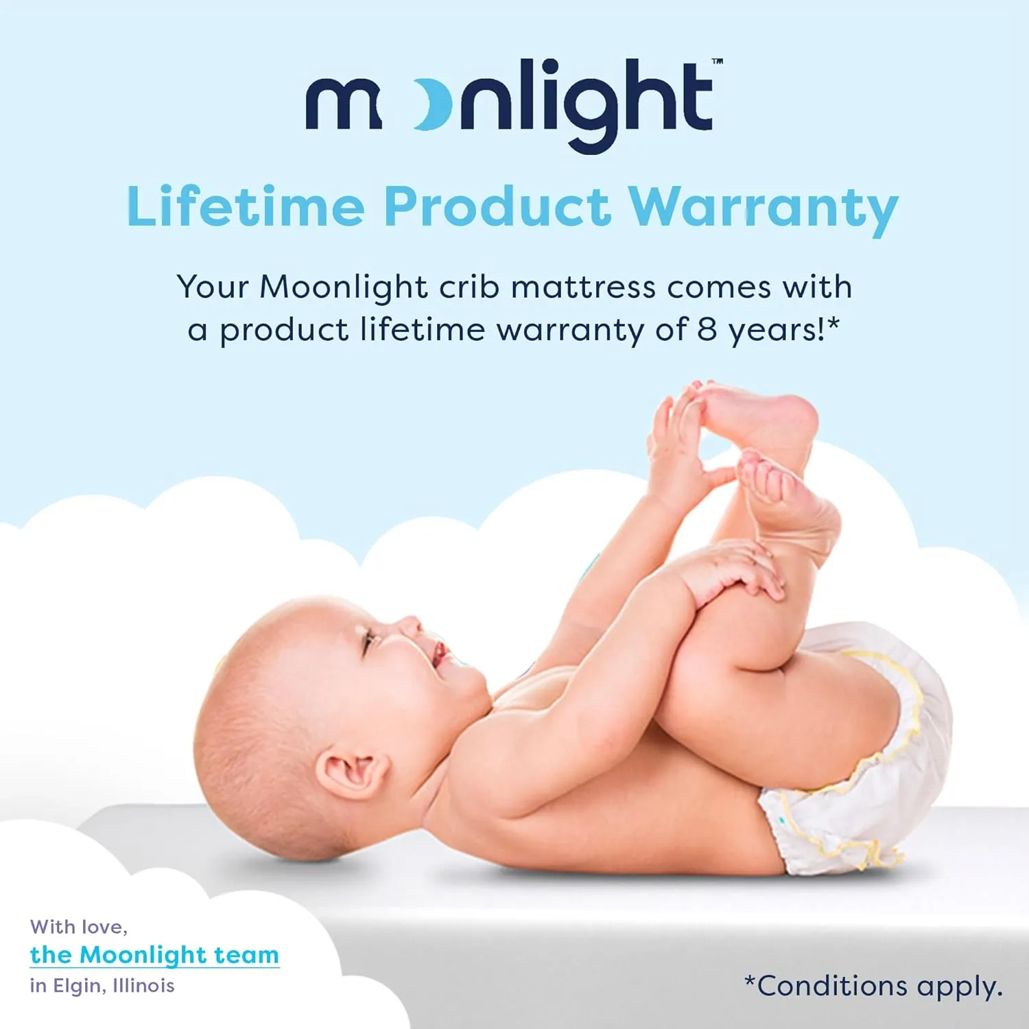 Moonlight Slumber Little Dreamer Crib Mattress - Firm, Dual Sided, Standard Size, Waterproof, 5in.