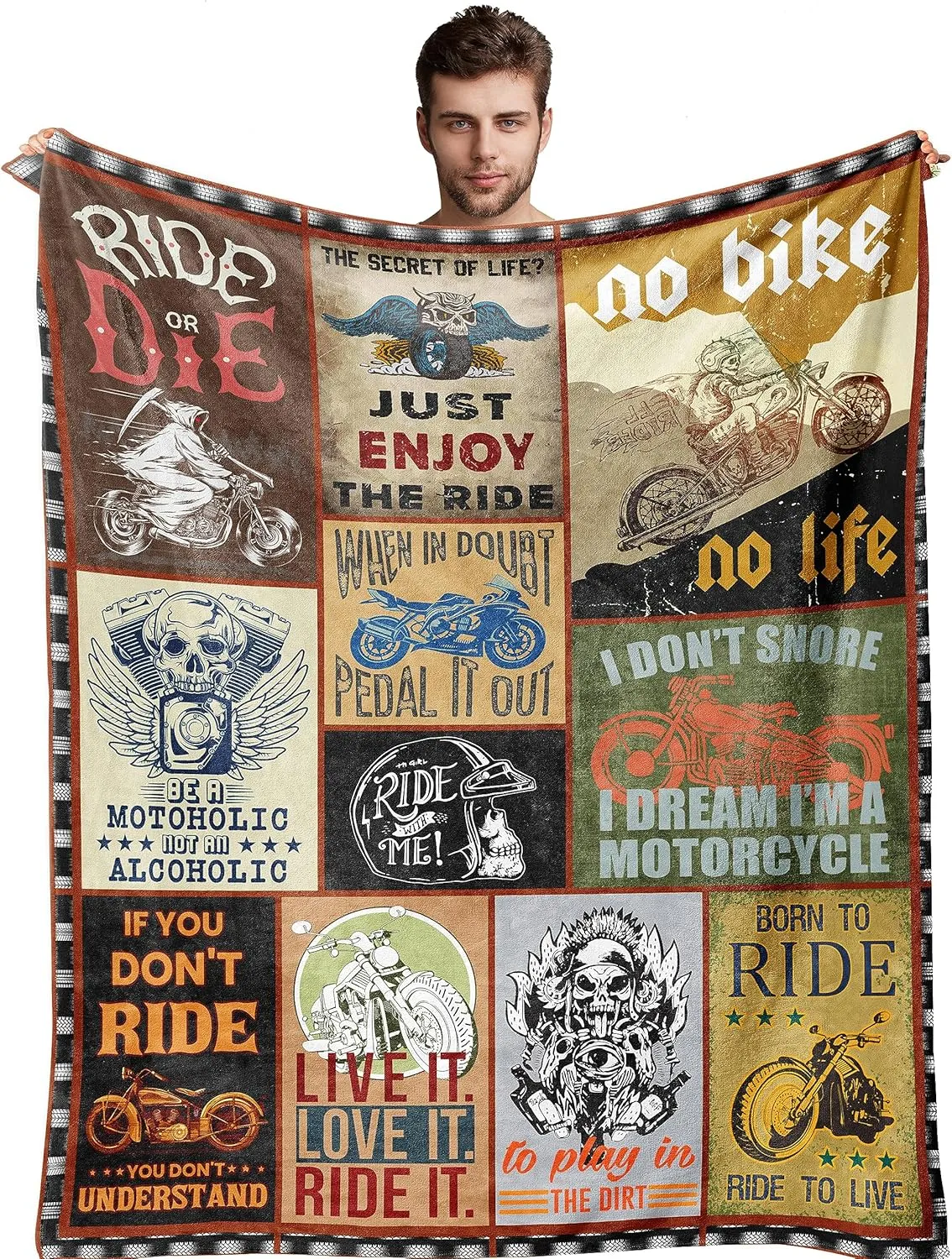 Motorcycle Gifts for Men for Motorcycle Lovers, Enthusiasts - 60' x 50' Blanket