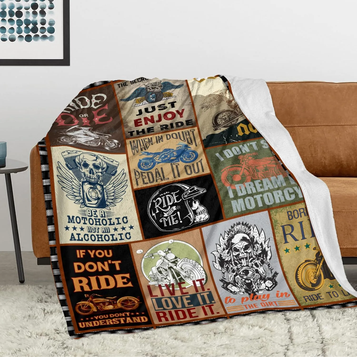 Motorcycle Gifts for Men for Motorcycle Lovers, Enthusiasts - 60' x 50' Blanket