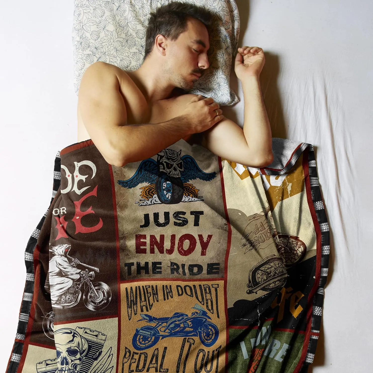 Motorcycle Gifts for Men for Motorcycle Lovers, Enthusiasts - 60' x 50' Blanket