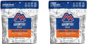 Mountain House Chicken Teriyaki with Rice | Freeze Dried Backpacking & Camping Food | 2 Servings | Gluten-Free & Lasagna with Meat Sauce | Freeze Dried Backpacking & Camping Food |2 Servings