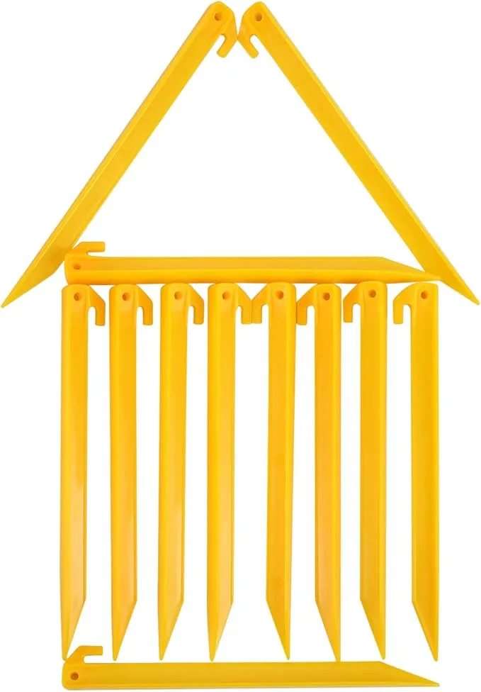 MUDOR 12 Inch Plastic Tent Stakes -12 pcs Heavy Duty and Durable Tent Pegs Spike Hook for Campings Outdoor Sand Beach, Sturdy Canopy Stakes Accessories, Garden Lawn Stakes