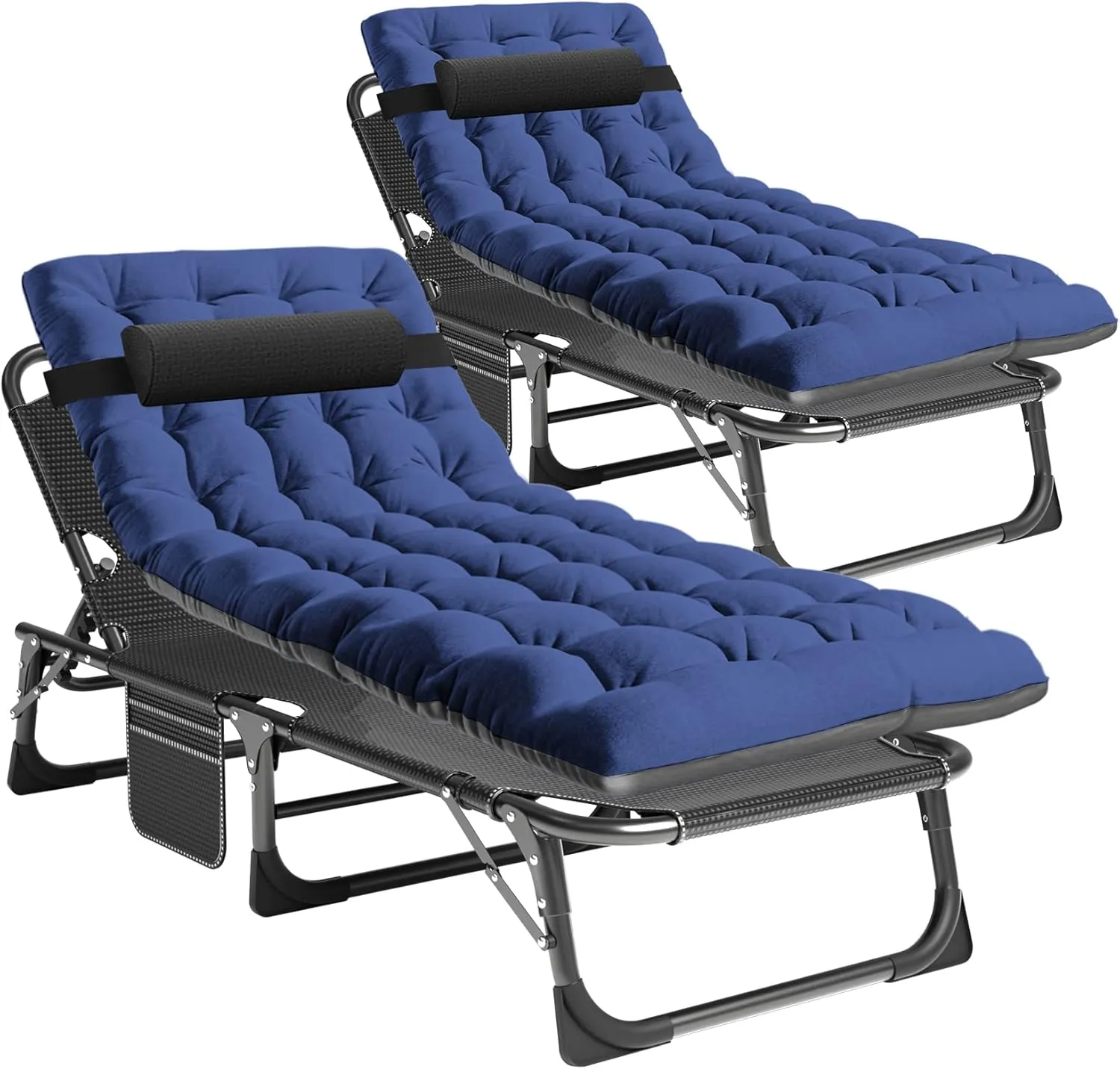 NAIZEA Folding Camping Cot & Lounge Chair - Adjustable Reclining Portable Outdoor Chaise for Pool, Beach & Patio Sunbathing