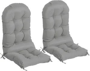 nalone 2 Pack Adirondack Chair Cushion Rocking Chair Cushions High Back Adirondack Cushion with Ties Weather Resistant Patio Cushions for Outdoor Furniture (2 Pack, Grey)