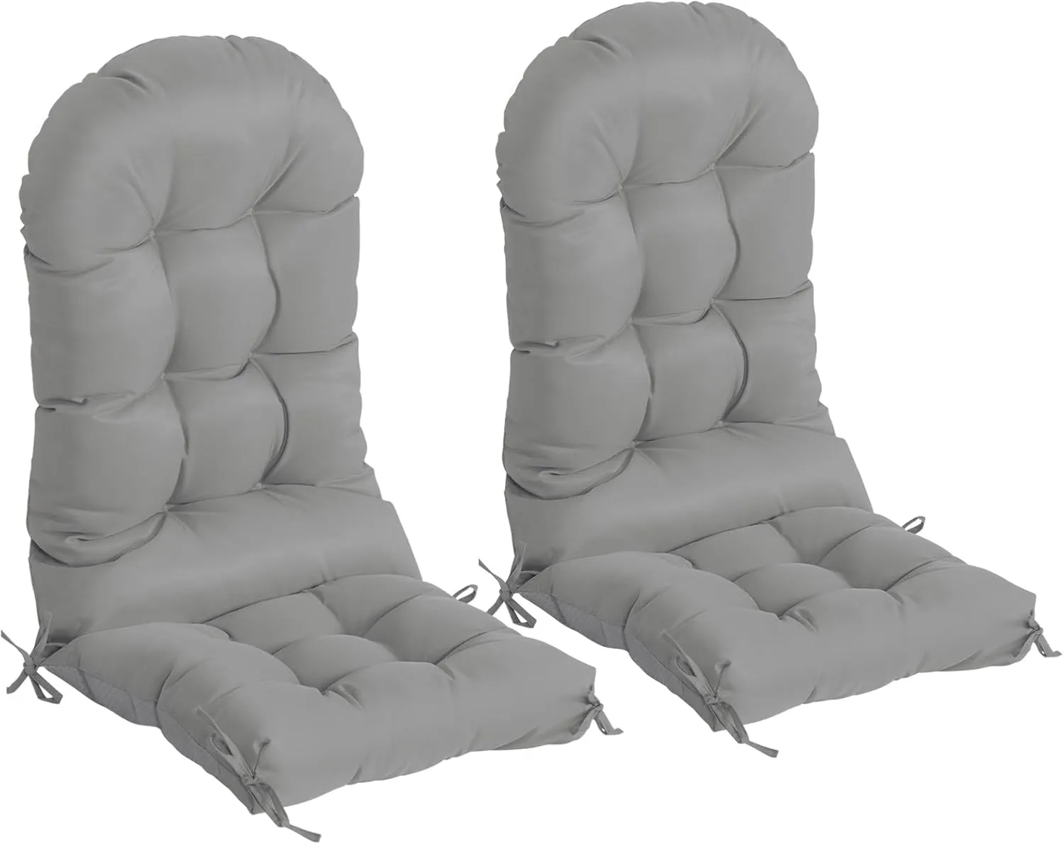 nalone 2 Pack Adirondack Chair Cushion Rocking Chair Cushions High Back Adirondack Cushion with Ties Weather Resistant Patio Cushions for Outdoor Furniture (2 Pack, Grey)