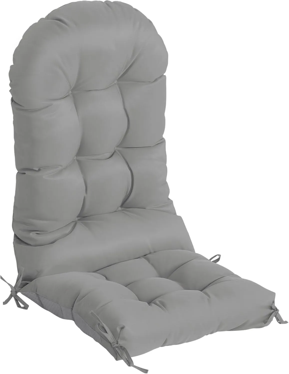 nalone Adirondack Chair Cushion Rocking Chair Cushions High Back Adirondack Cushion with Ties Weather Resistant Patio Cushions for Outdoor Furniture (1 Pack, Grey)