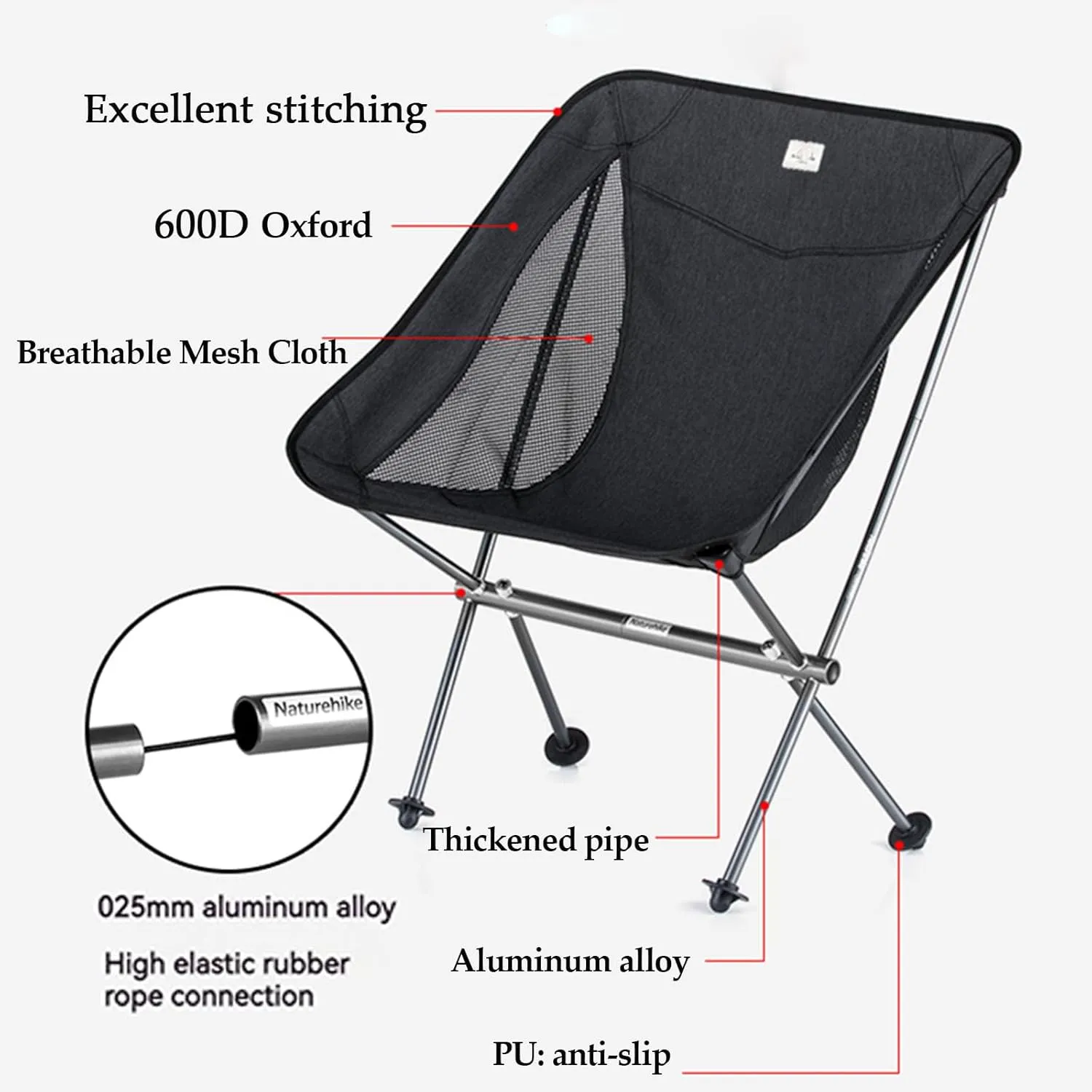 Naturehike Ultra-Light Camping Chair, Portable Folding Backpacking Chair, Compact Camping Chair with Carry Bag for Outdoor Camp Hiking Backpack Beach Travel (Gray)