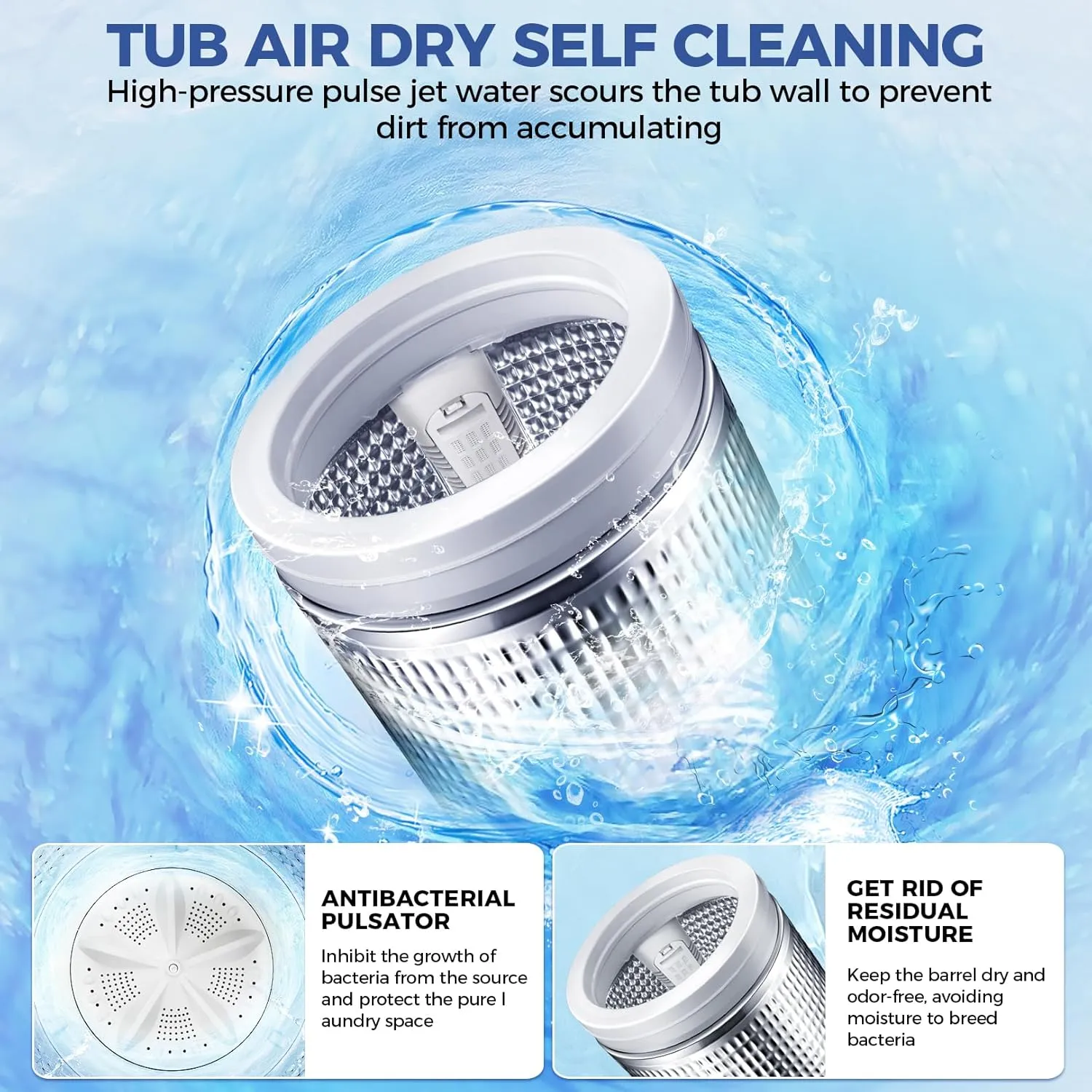 Nictemaw Portable Washing Machine, 17.8Lbs Portable Washer Machine, 2.4Cu.ft Compact Laundry Washer and Dryer Combo with Drain Pump, 10 Wash Programs 8 Water Levels for Apartment RV Dorm-Glass Cover