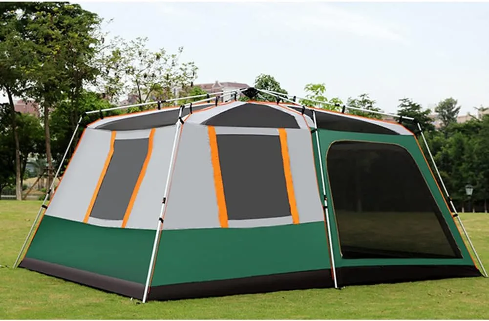NIEH Dome Tent with Porch Automatic Pop Up Tent Sun Shelter Easy Set Up Double Layer Family Camping Tents with Carrying Bag for Outdoor Camping, Fishing, BBQ, 5