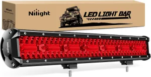 Nilight 20 Inch LED Light Bar Red Triple Row 420W Spot Flood Combo 42000LM Driving Boat Off Road Fishing Hunting Emergency Safety Lighting for UTV Pick-up Van Tractor