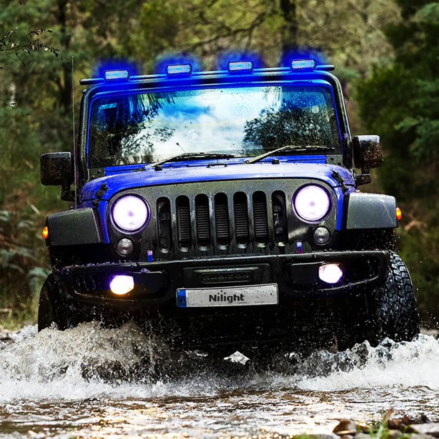 Nilight 6.5 inch LED Light Pod Blue Triple Row 2PCS 120W Flood Spot Combo Driving Fog Lights Fishing Hunting Emergency Safety Signal Deck Trailer Lighting for UTV Pick-up Van Boat Tractor