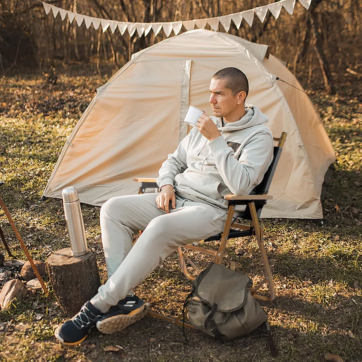 Ochine Folding Camping Chair, Portable Camping Chair, Outdoor Camping Folding Chair, Collapsible Camp Chair, Heavy Duty Aluminum Frame Beach Chair Outdoor Chairs for Camping, Sports and Beach