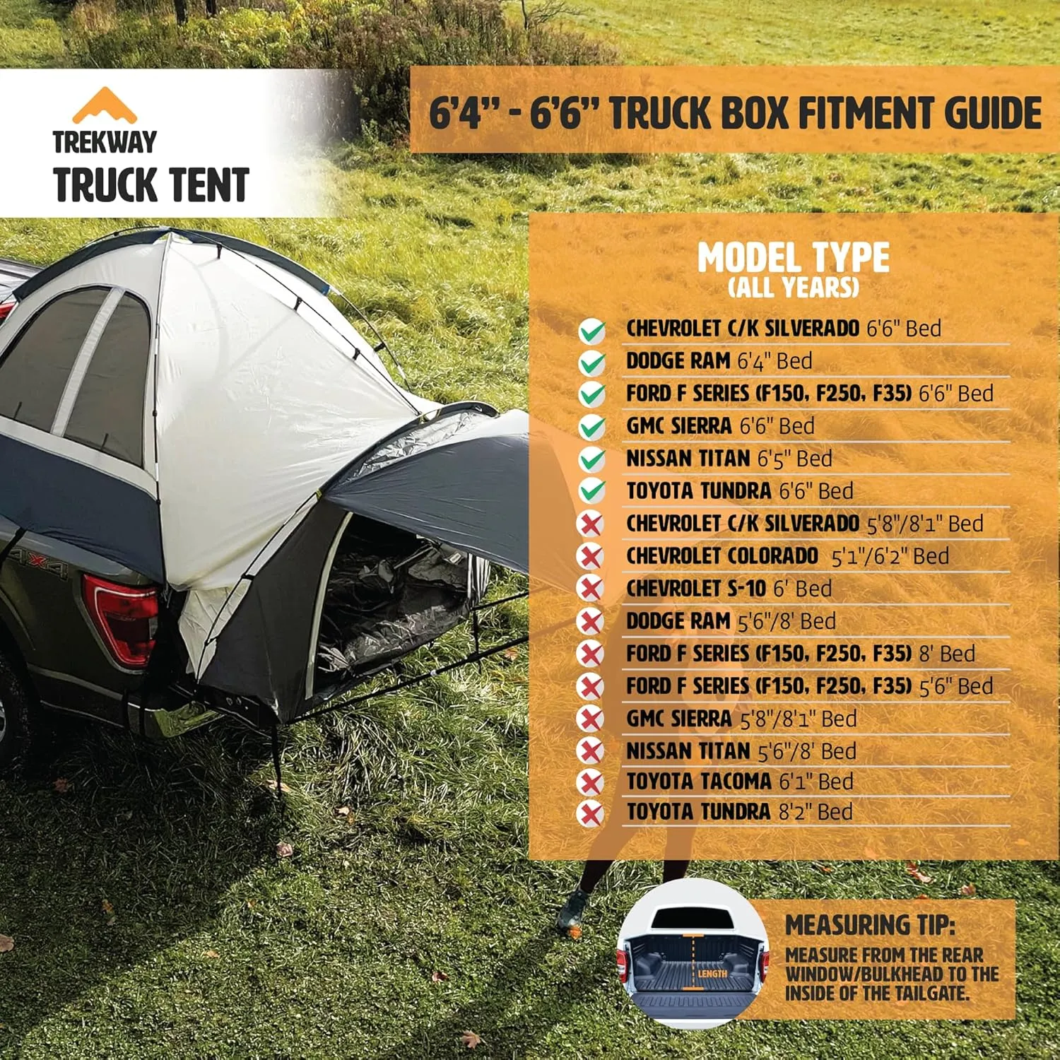 Offroading Gear 6.5ft Truck Bed Camping Tent w/Awning | Waterproof | Portable | Compatible with F150| Ram| Sierra| GMC| Nissan| Etc.
