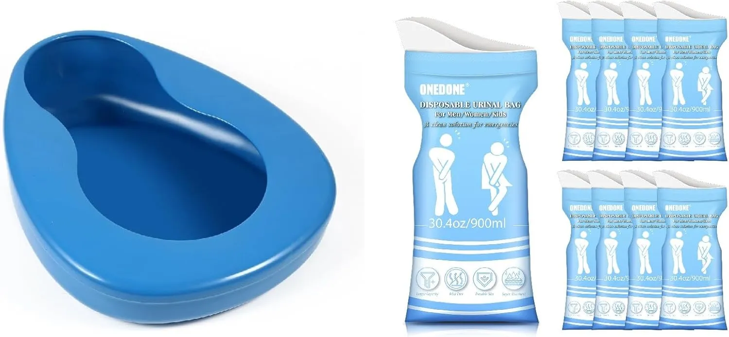 ONEDONE Bedpan for Women Men Bed Pan for Patient Hospital, Disposable Urinal Bags Pee Bags 8 Pack