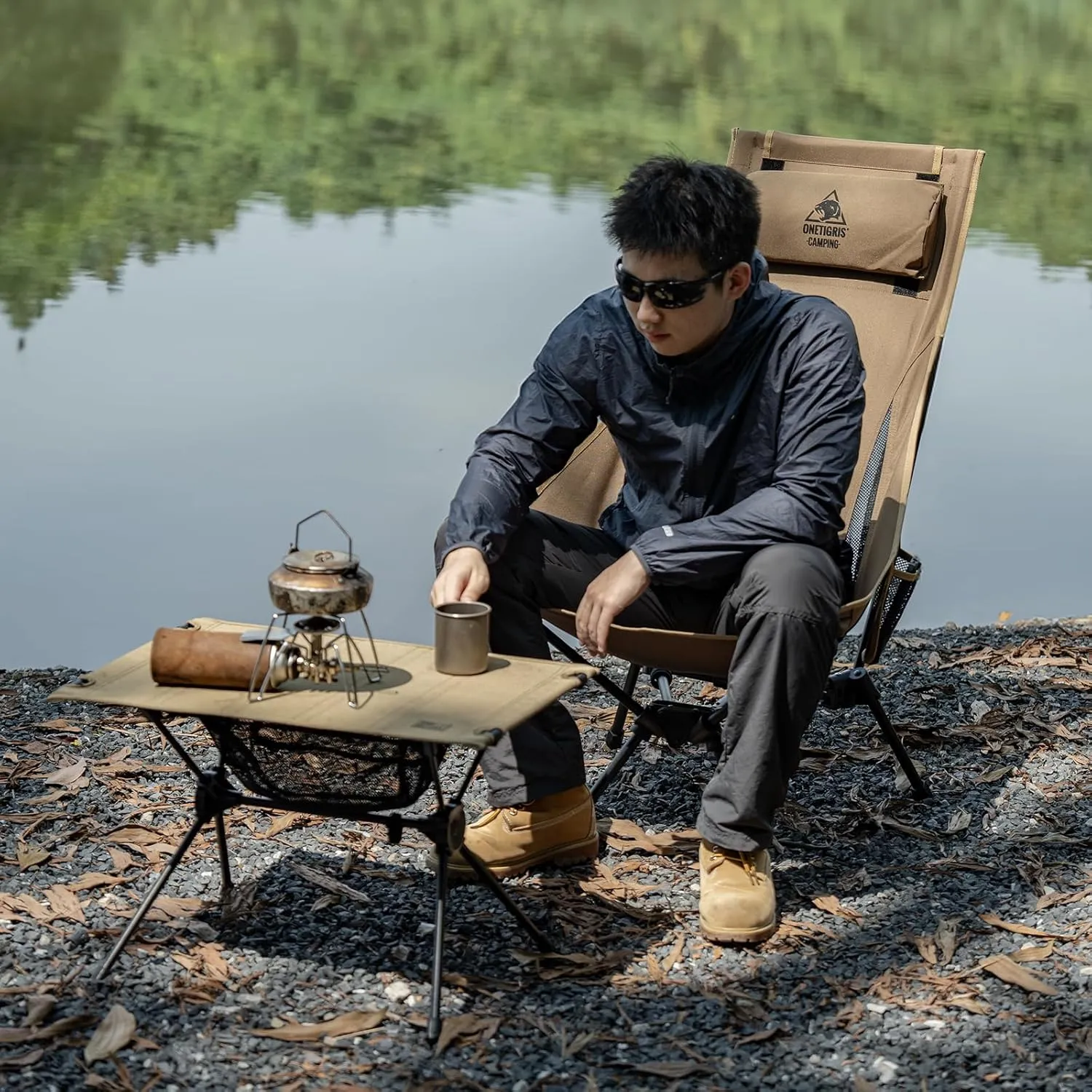 OneTigris Tigerblade High Back Camping Chair with Pillow Design, Comfortable Widened Seat Folding Chair