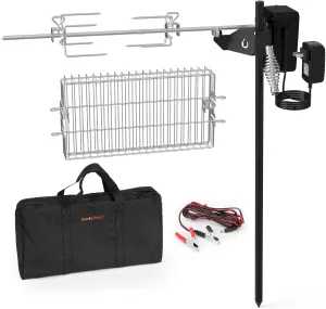 onlyfire Outdoor Open Flame Camping Grill, Campfire Cooking Accessories, Cooking Over Any Grill or Fire - Include Motor, Power Adapter, Car Charging Cable and Bag