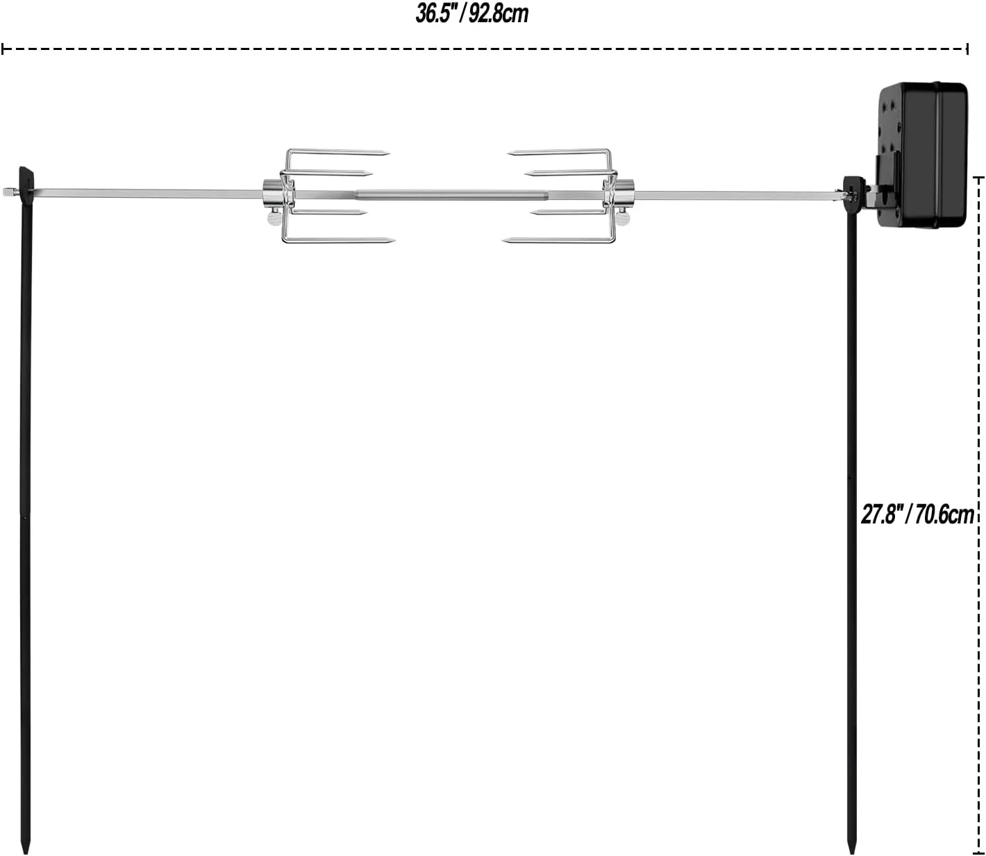 onlyfire Spit Rotisserie for Outdoor Campfire Grilling, Over Fire Camp Grill with 35×5/16" Square Spit Rod
