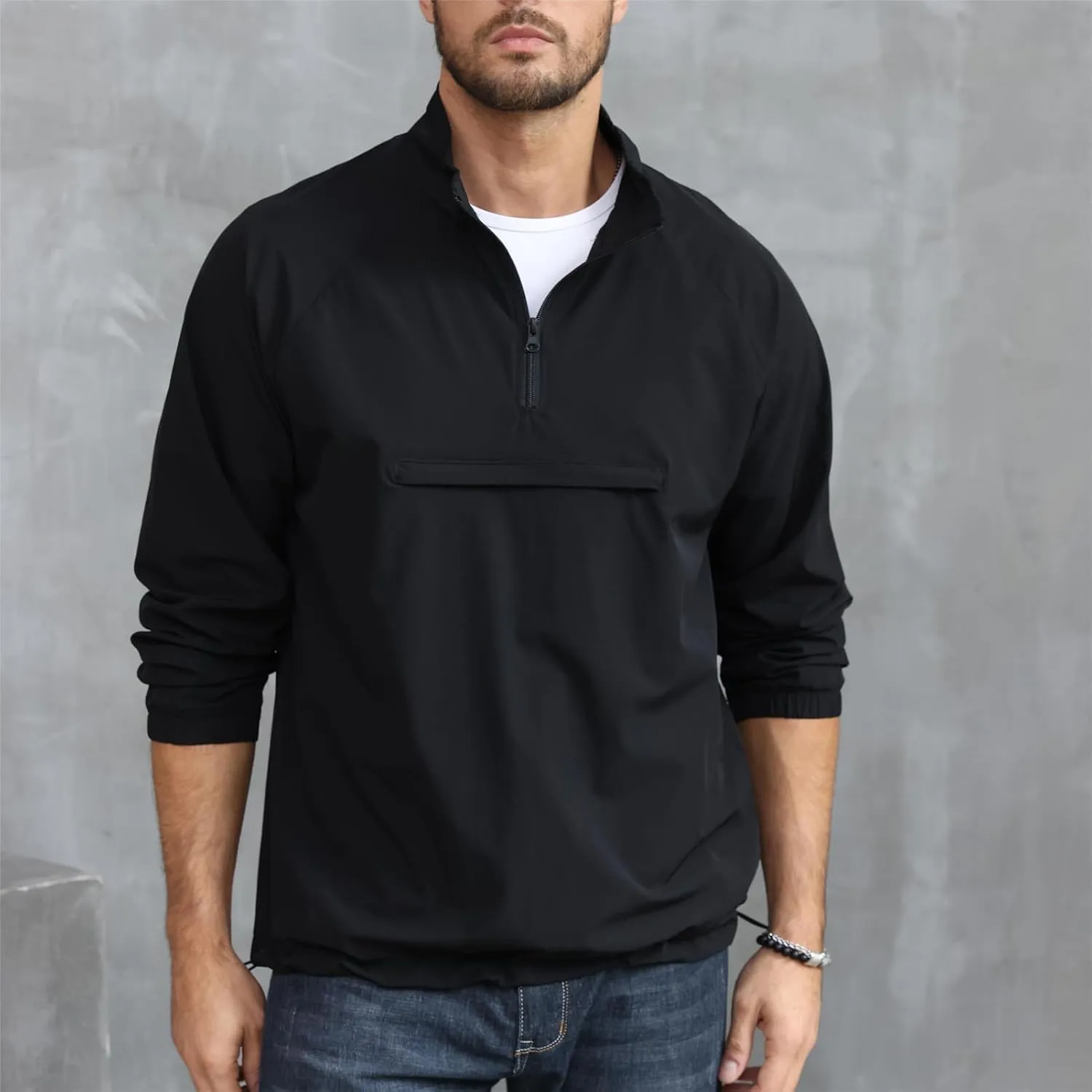 Opomelo Men's Athletic Quarter Zip Pullover Golf Hiking Running Lightweight Jacket Workout Sweatshirt With Pocket