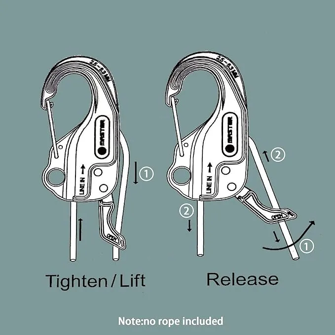 ORXPLUS TOOLS 2PCS Rope Tightener, Rope Tensioner, Tie Down Mechanism Lock Adjuster fits 1/10"-1/4" Cord for Camping, Outdoor, Garage, Boating, Fishing, Loading