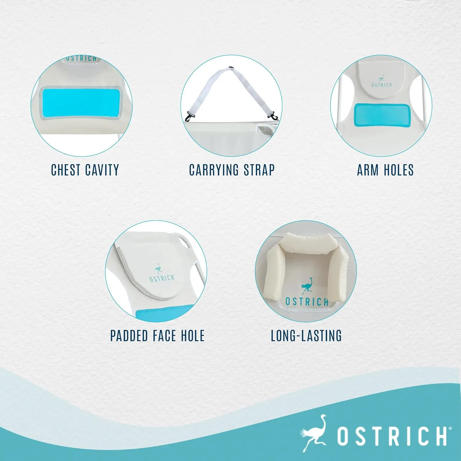 Ostrich Outdoor Lightweight Folding Adjustable Reclining Ladies Mens Comfort Chaise Lounge Beach Chair for Tanning Pool Lake Patio Lawn Camping, White