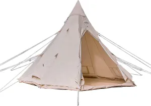 Outdoor 3-4 Person Pyramid Tents, 4M / 13ft Cotton Canvas Large Adult Teepee Pagoda Tent, Easy Setup Camping Tent Tipi Family Tent Family Camping, Picnic