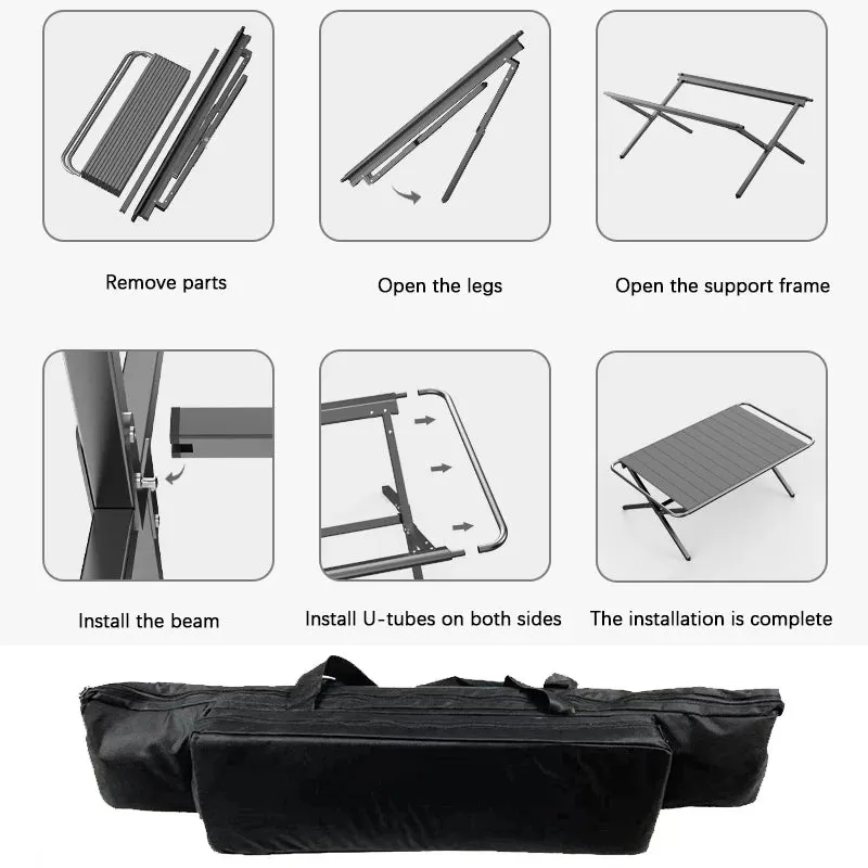 Outdoor Aluminum Alloy IGT Table - Portable Telescopic Camping Table with Gas Stove and Teaism Tray