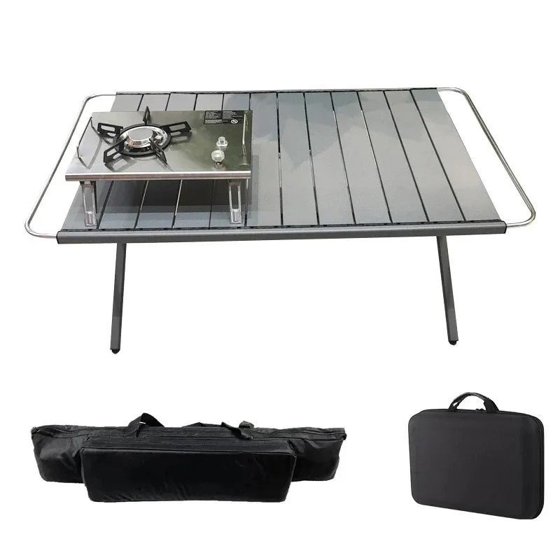 Outdoor Aluminum Alloy IGT Table - Portable Telescopic Camping Table with Gas Stove and Teaism Tray