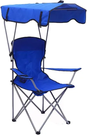 Outdoor Camp Chairs, Camping Chair with Shade Canopy Chair, Folding Recliner, Adjustable Outdoor Beach Lightweight Sunshade Folding Chairs Lawn Chairs Adults(Blue)
