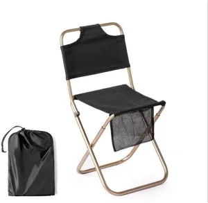 Outdoor Camp Chairs, Folding Camping Chair Outdoor Fishing Chair Picnic BBQ Seat Ultralight Aluminum Alloy Camping Stool with Storage Bag Lawn Chairs Adults(Black)