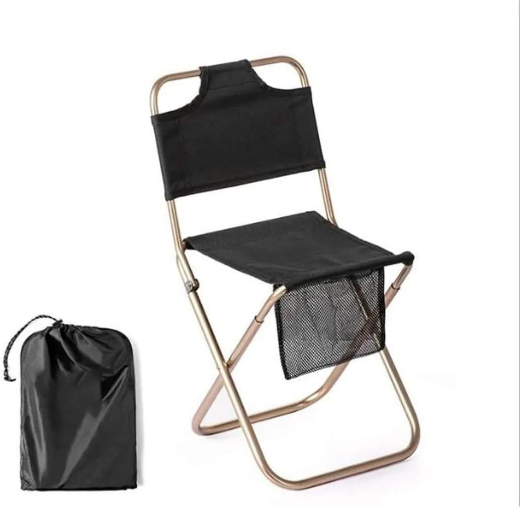 Outdoor Camp Chairs, Folding Camping Chair Outdoor Fishing Chair Picnic BBQ Seat Ultralight Aluminum Alloy Camping Stool with Storage Bag Lawn Chairs Adults(Black)