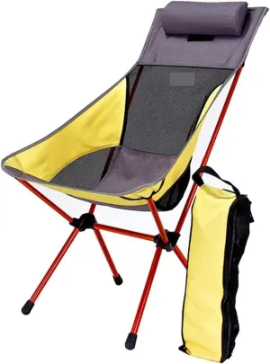 Outdoor Camping Chair Portable Aluminum Alloy Fishing Slacker Folding Seat Stool Backrest Beach with Pillow Lawn Chairs