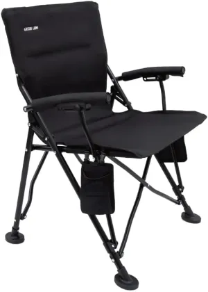 Outdoor Camping Chair with Carrying Bag, Bottle Holding Pocket, Camping Friendly, Easy to Carry, Padded Armrests, Quick Folding Mechanism, Non-Slip Feet, Ergonomic Design - Black
