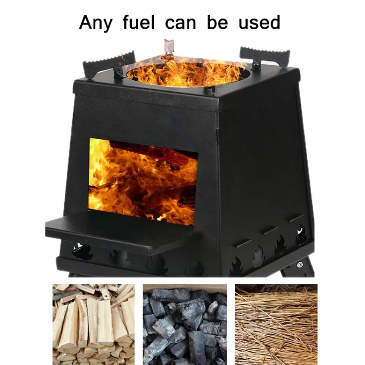 Outdoor Camping Folding Portable Barbecue Wood Stove, Size: Small (Black)