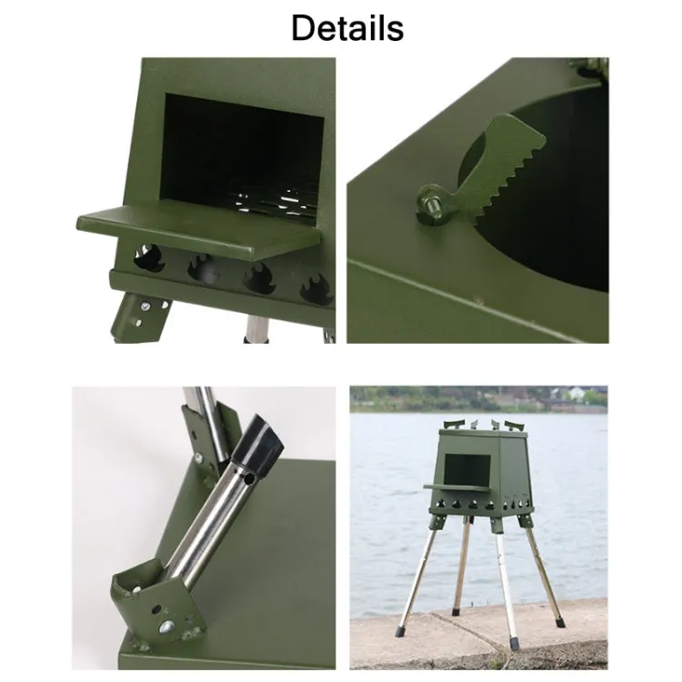 Outdoor Camping Folding Portable Barbecue Wood Stove, Size: Small (Black)