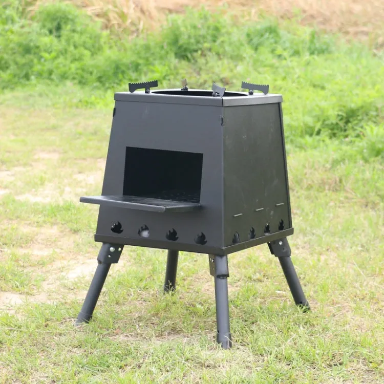 Outdoor Camping Folding Portable Barbecue Wood Stove, Size: Small (Black)
