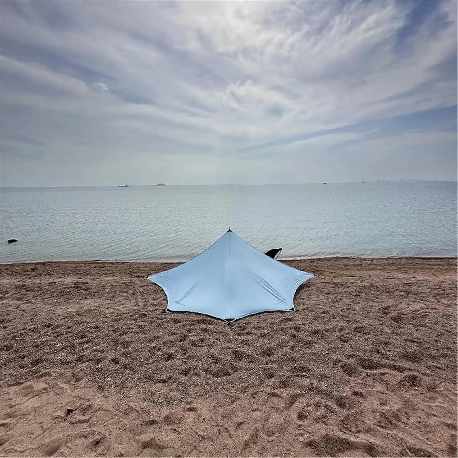 Outdoor Camping Hexagonal Flysheet Ultralight Waterproof Canopy 15D Nylon Shelter Tarp Awning Red Blue Gray(Gray no Rod)
